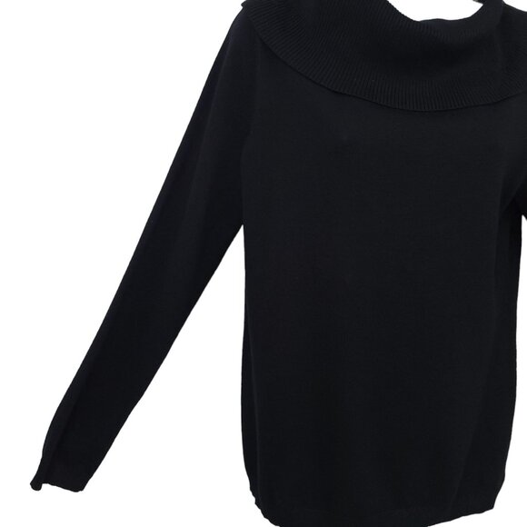 Chicos Pullover Sweater Womens Size 1 US 8 Cowl Neck Top Long Sleeve Black - Picture 5 of 12